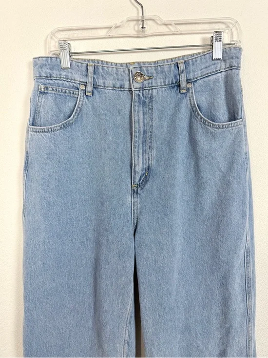 Sandro Paris High Waist Wide Straight Leg Jeans Light Wash 100% Cotton Denim 42 - Picture 3 of 16